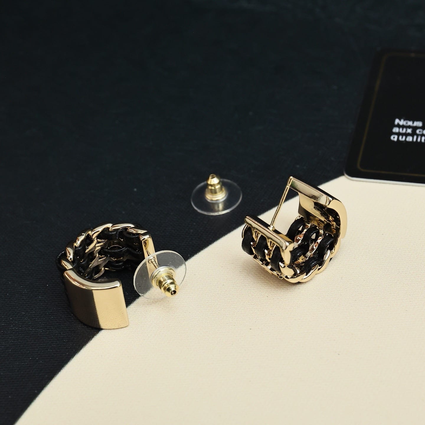 Metal and Lambskin Hoop Earrings 6