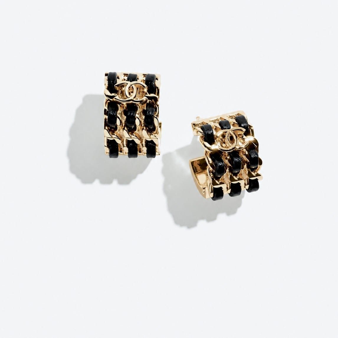 Metal and Lambskin Hoop Earrings
