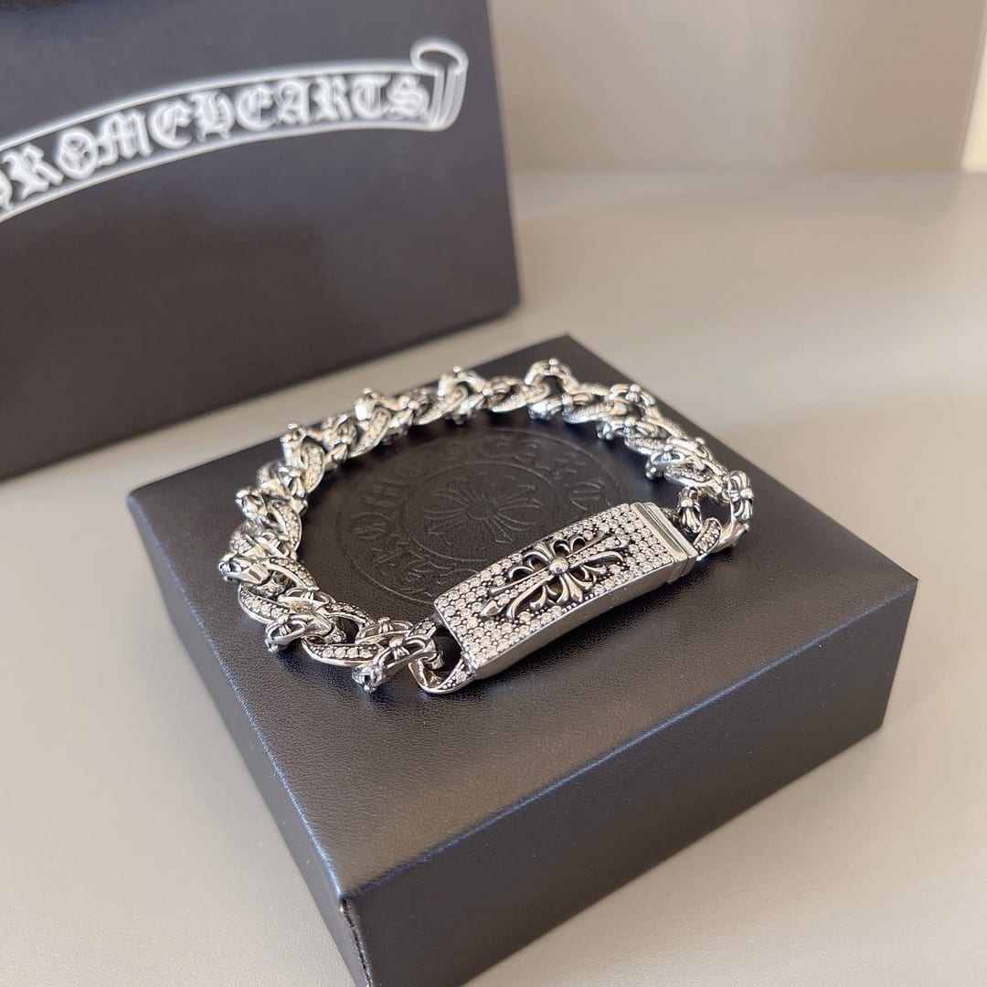 Diamond Floral Cross ID Bracelet 2