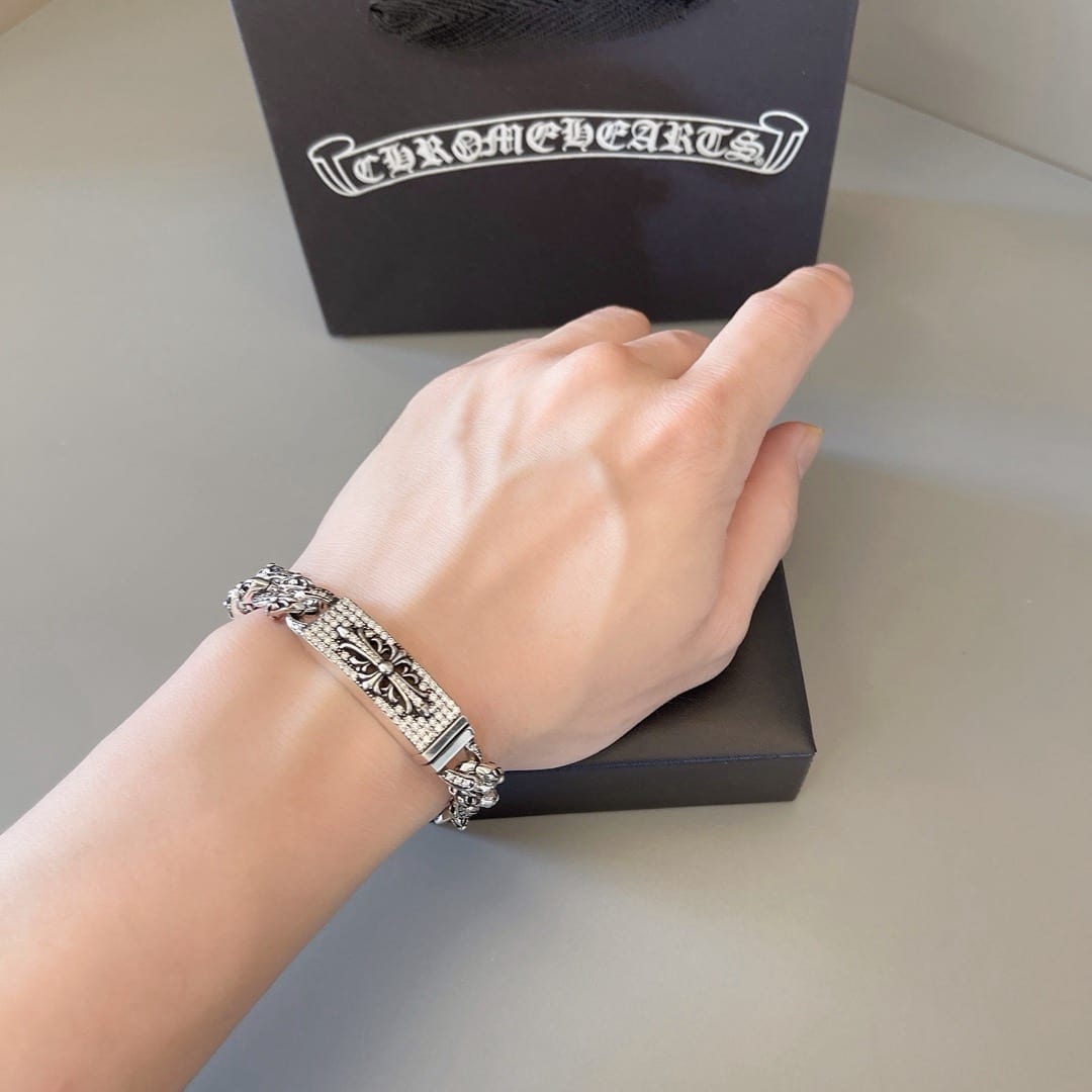 Diamond Floral Cross ID Bracelet 4