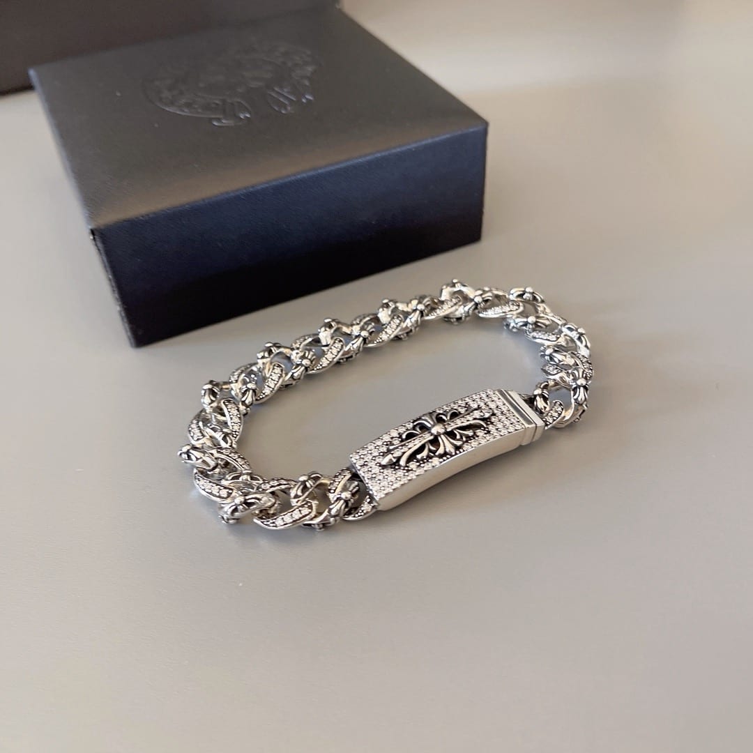 Diamond Floral Cross ID Bracelet 5