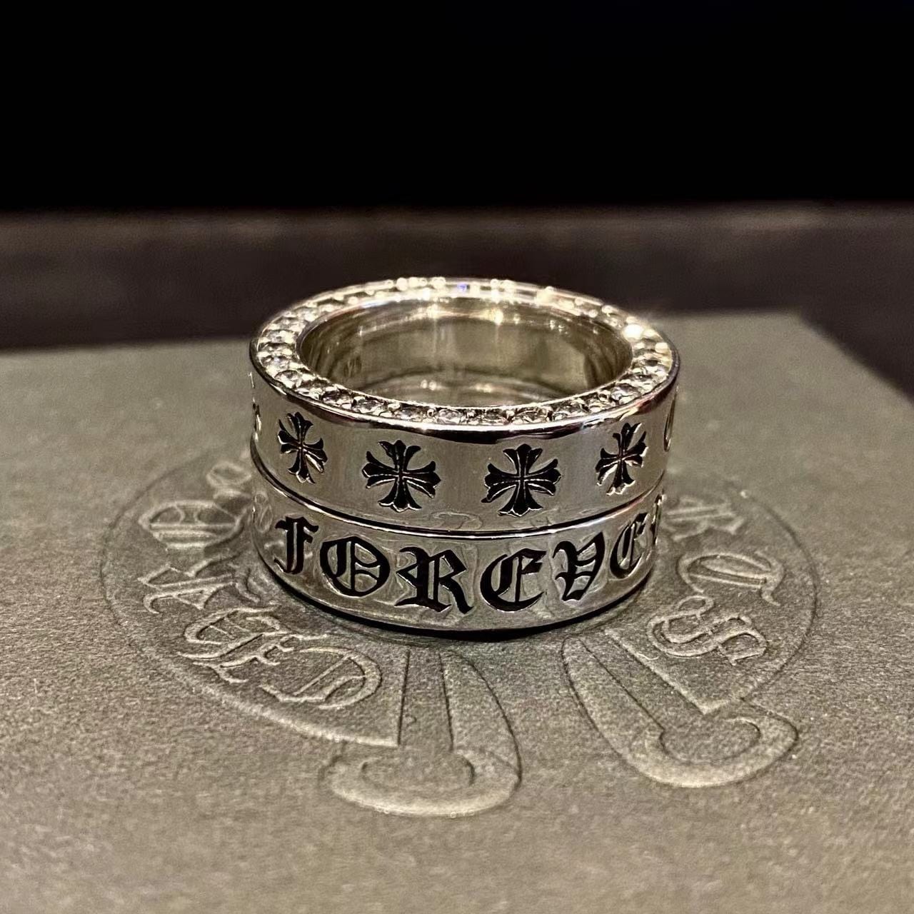 Heart Ring Cross with Diamonds 7
