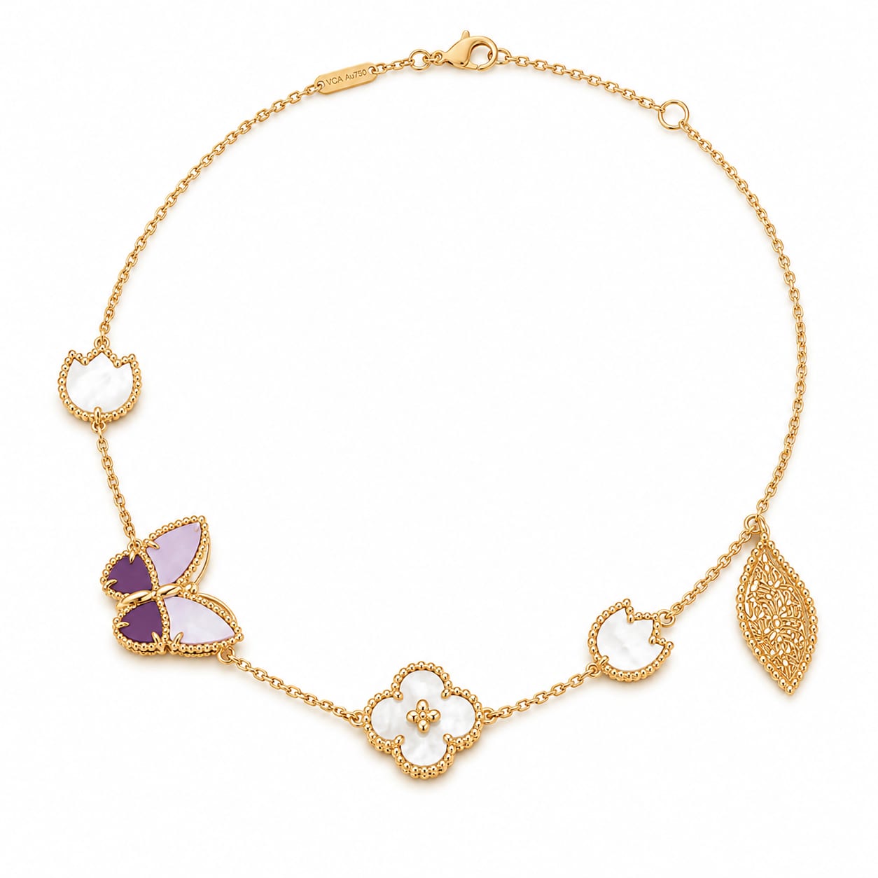 *Lucky Spring Butterfly Pink Long necklace