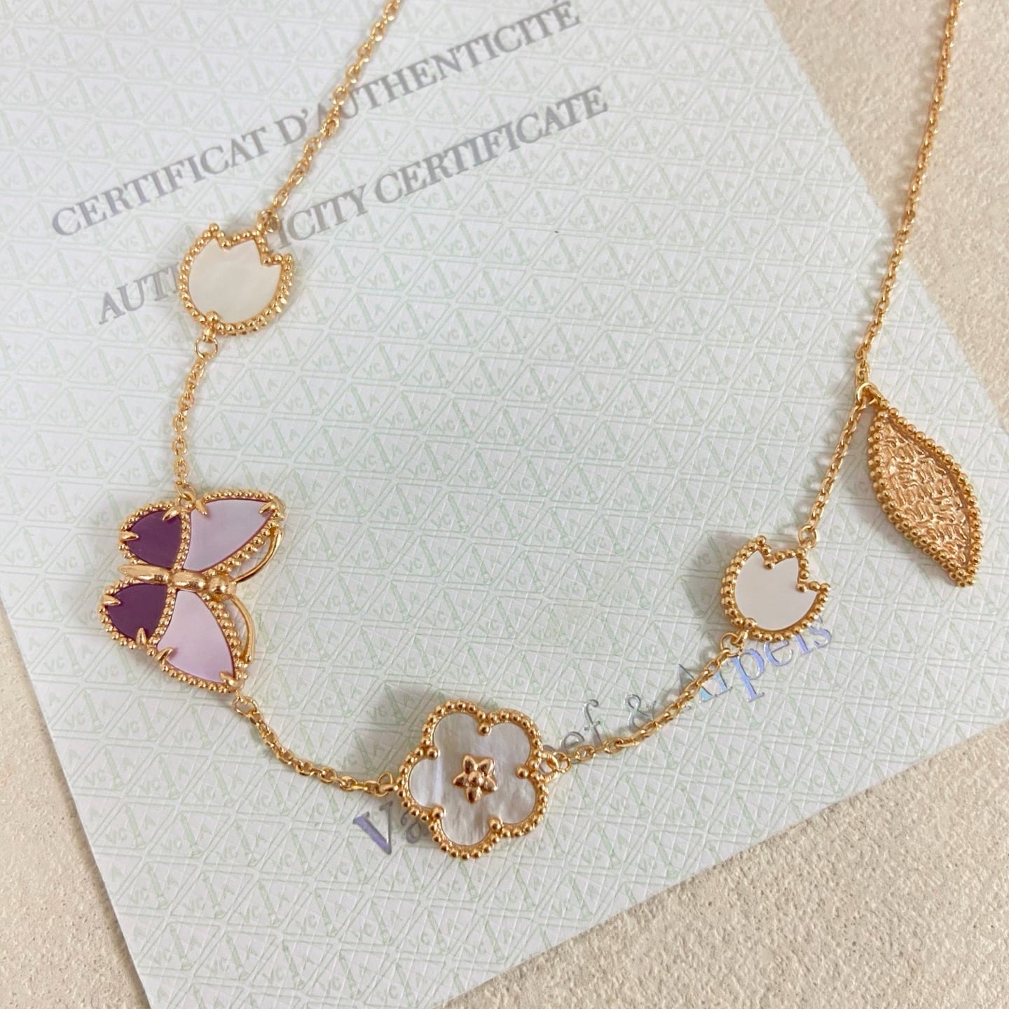 *Lucky Spring Butterfly Pink Long necklace 5