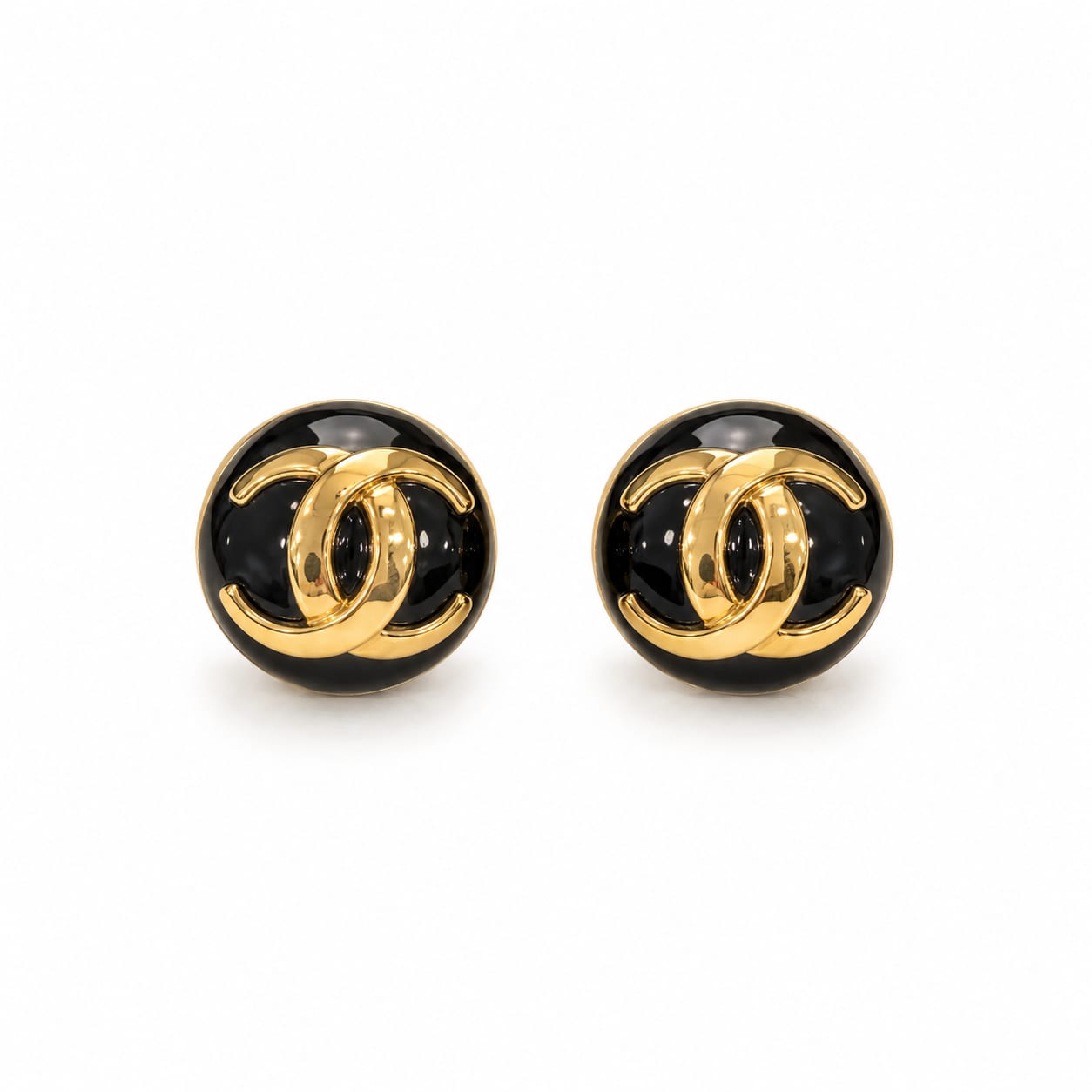 Pendant Earrings - Metal & Glass Pearls, Gold & Pearly White