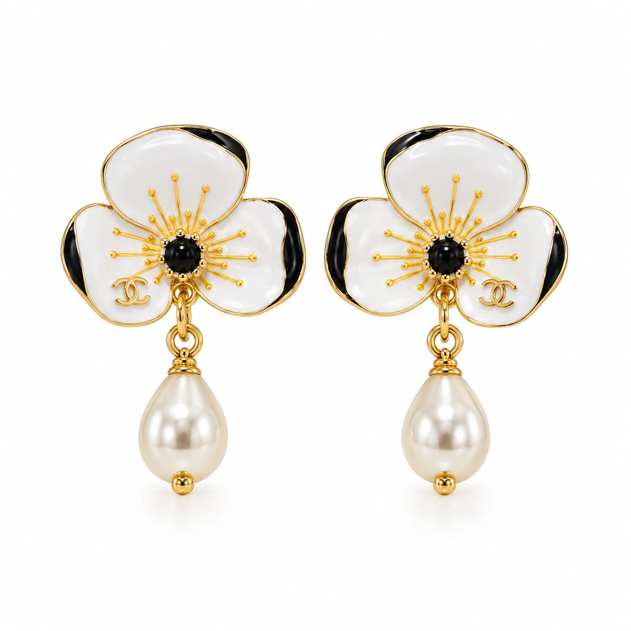 Pendant Earrings - Metal, Resin & Glass Pearls