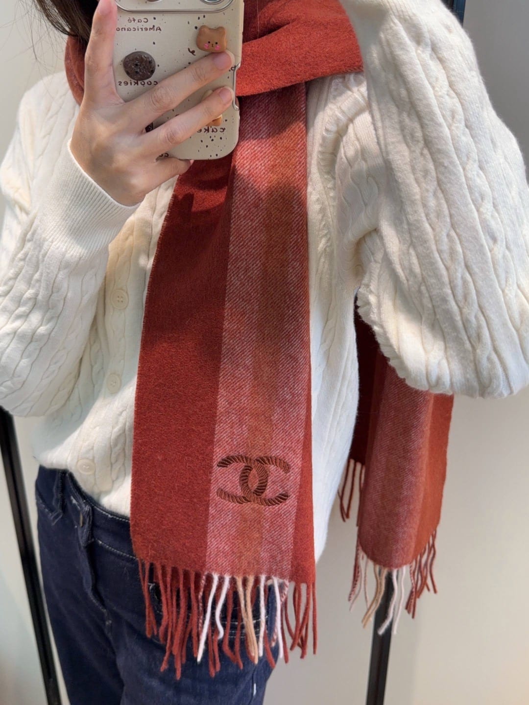 Cashmere Silk Coco Mark Fringe Stoles  2