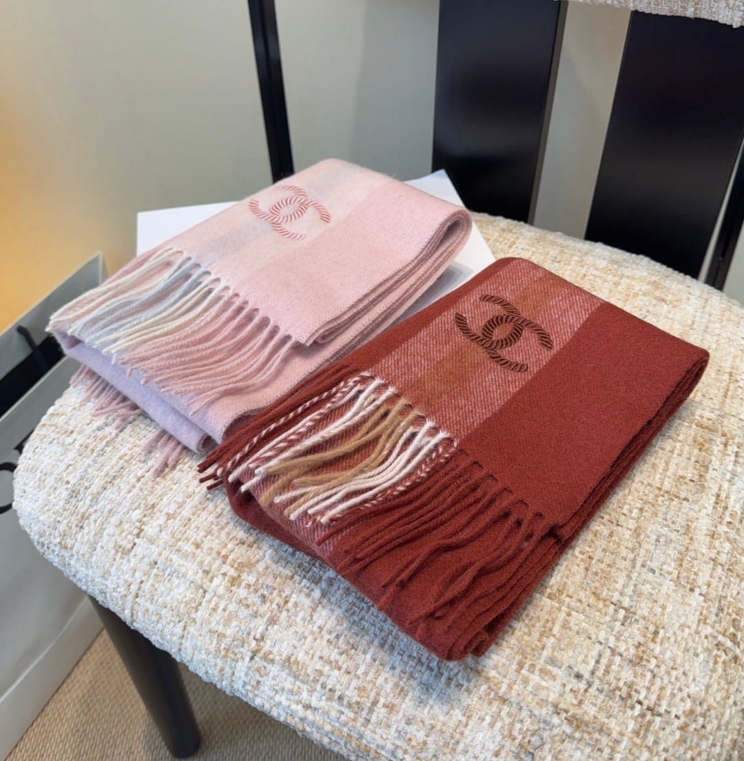 Cashmere Silk Coco Mark Fringe Stoles  3