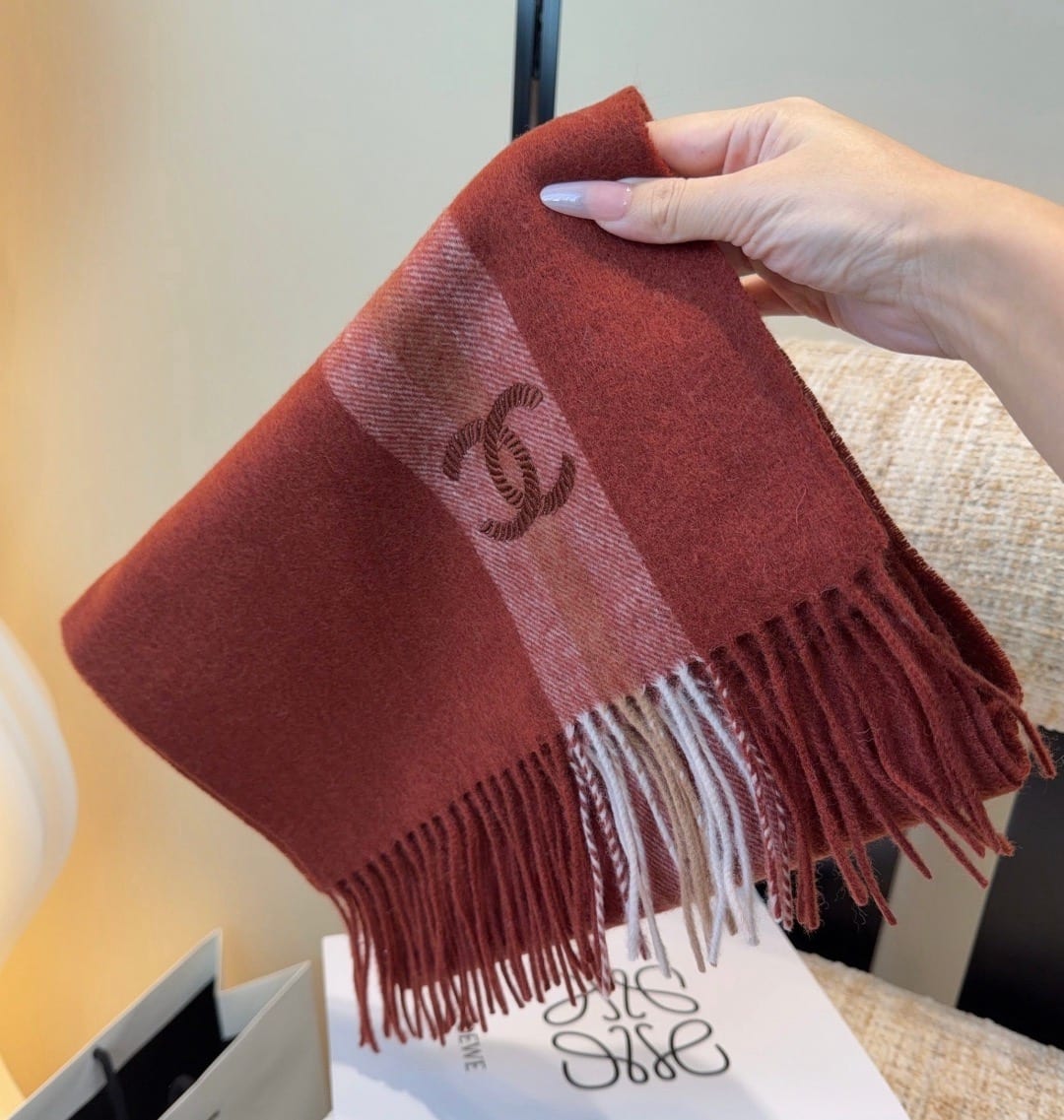 Cashmere Silk Coco Mark Fringe Stoles  4