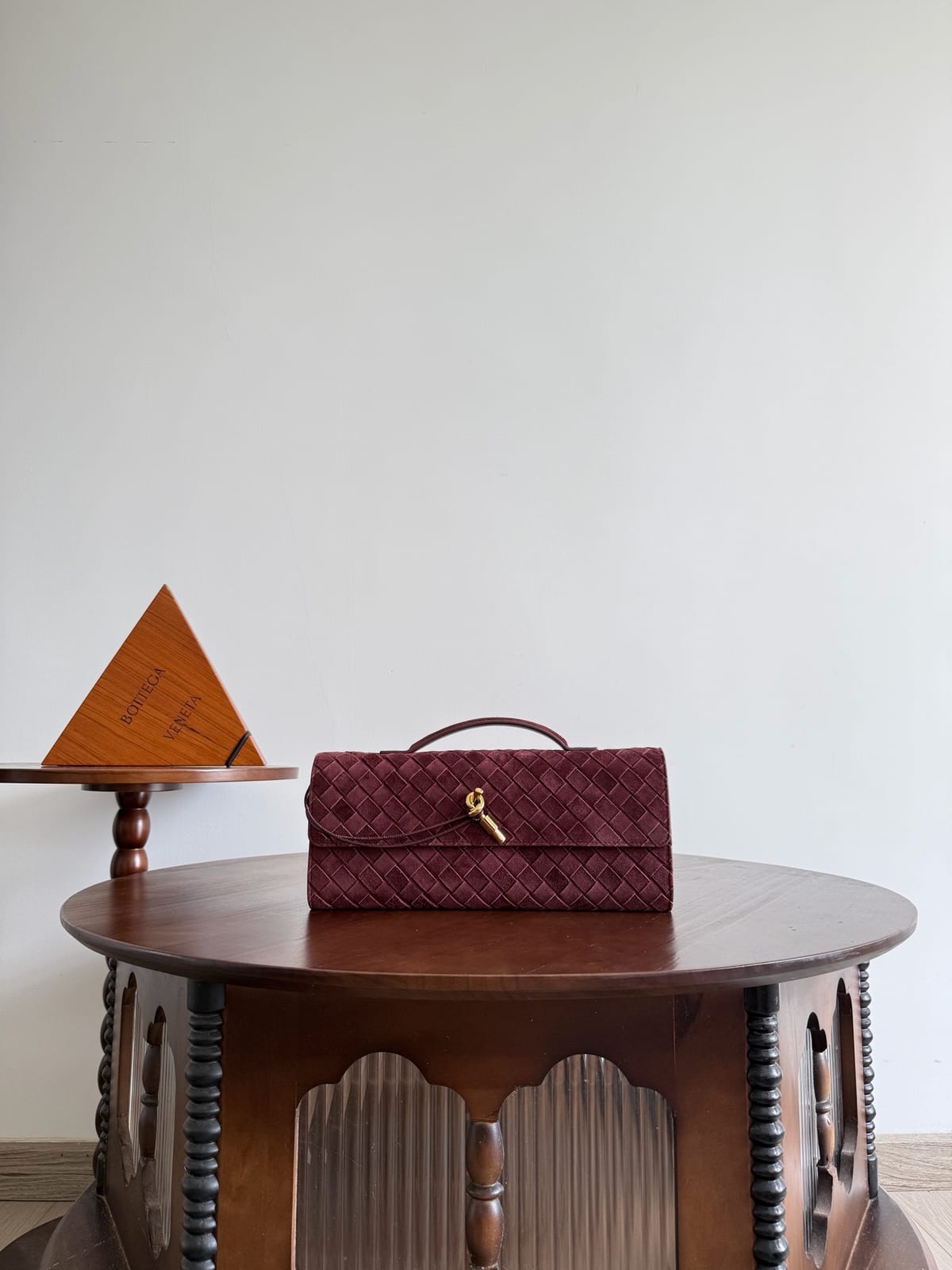 Bottega Veneta Long Andiamo Intrecciato Suede Clutch