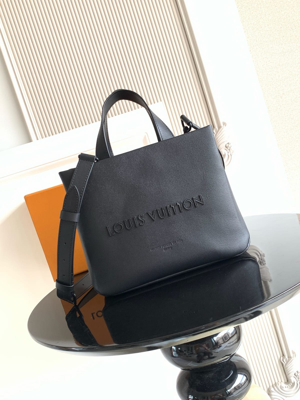  Mini Shopper Tote in Black Leather