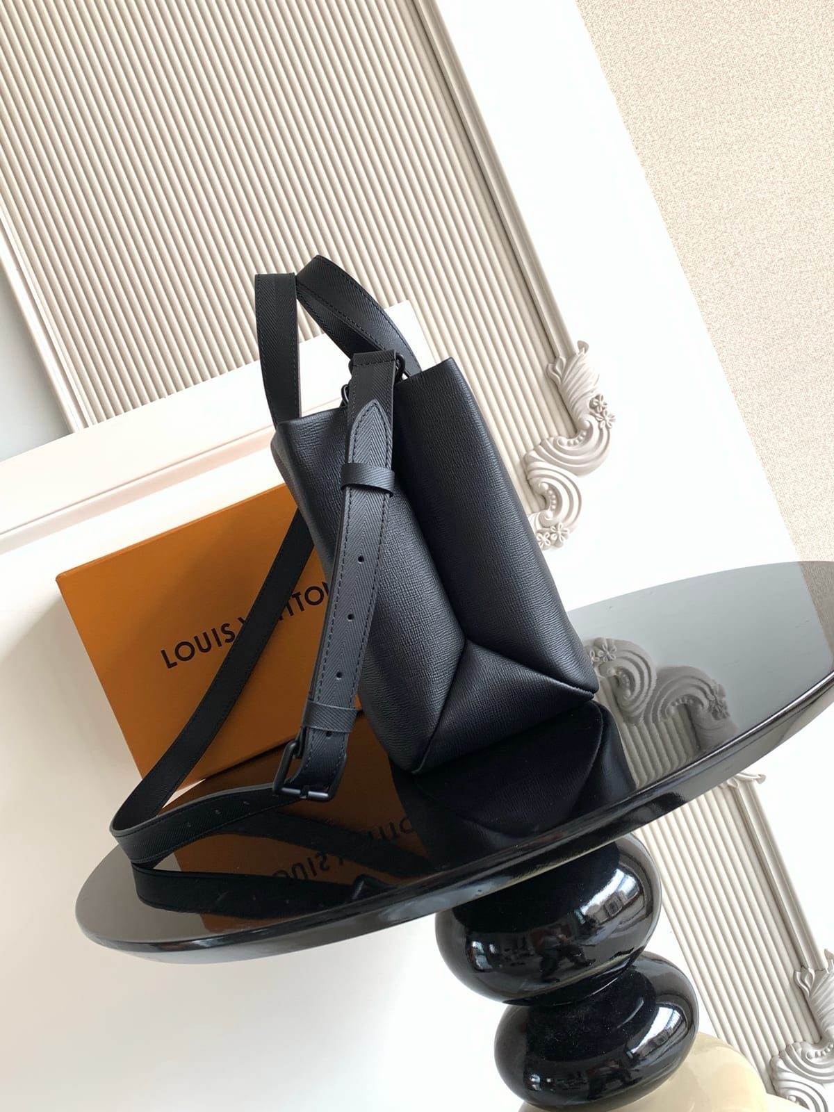  Mini Shopper Tote in Black Leather 2