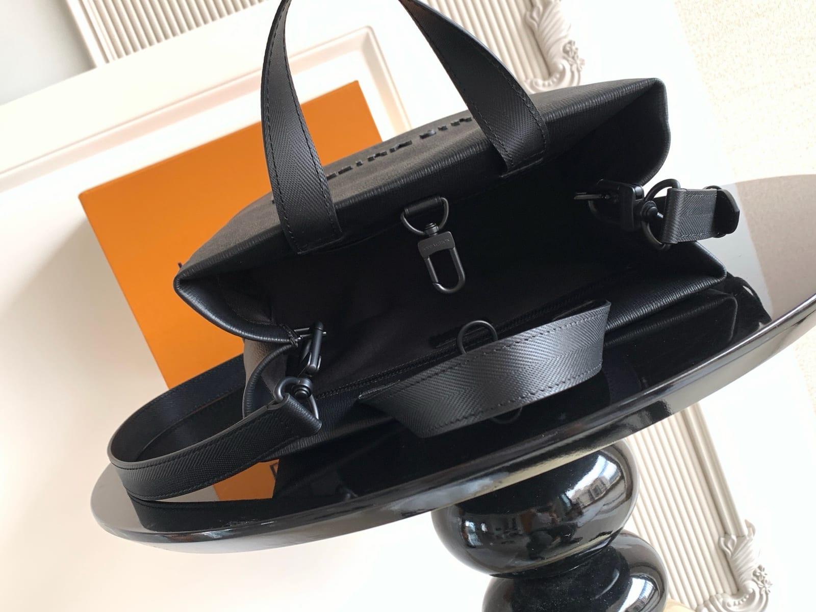  Mini Shopper Tote in Black Leather 3