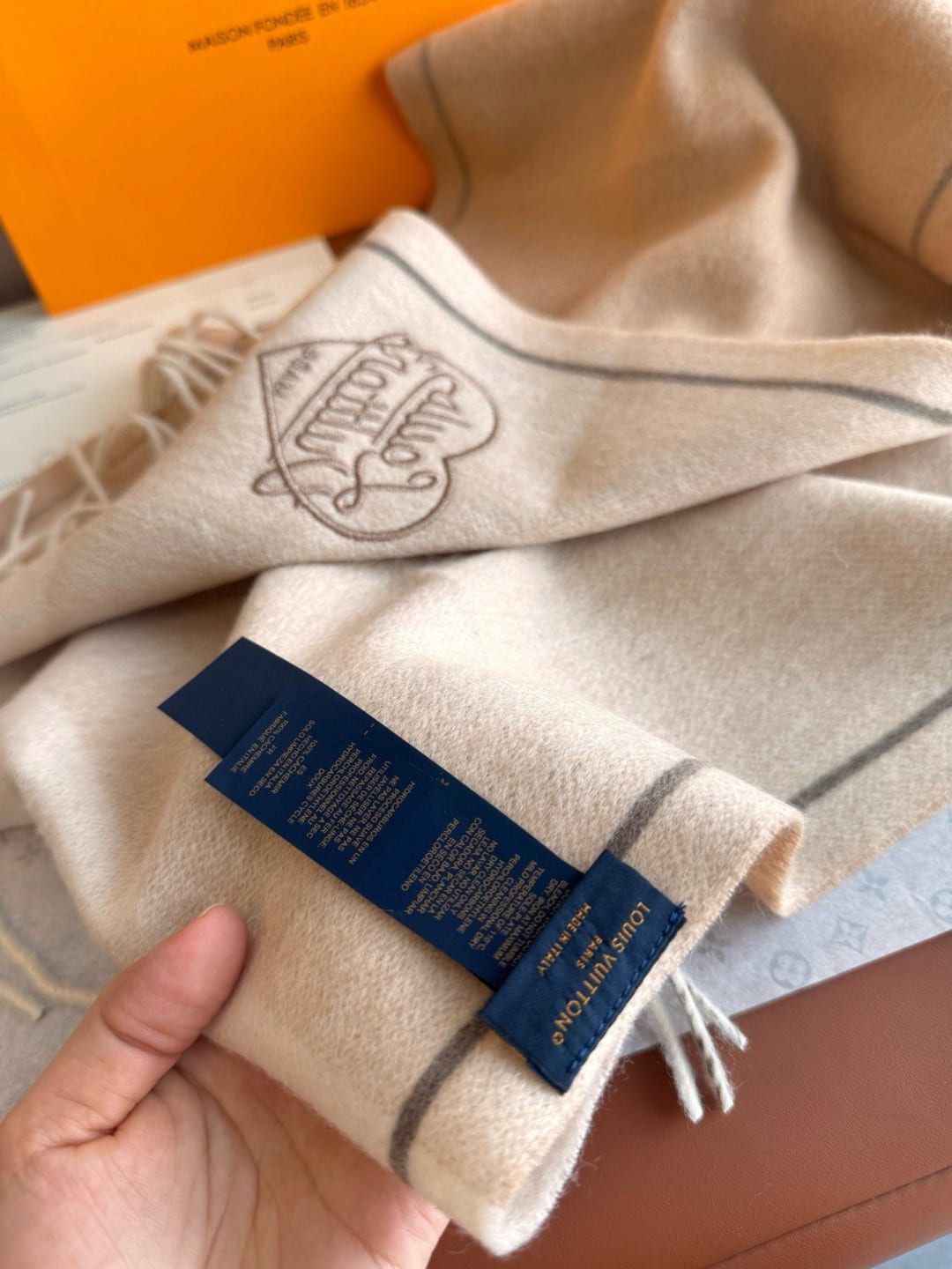 Louis Vuitton Heart Embroidered Cashmere Scarf 8