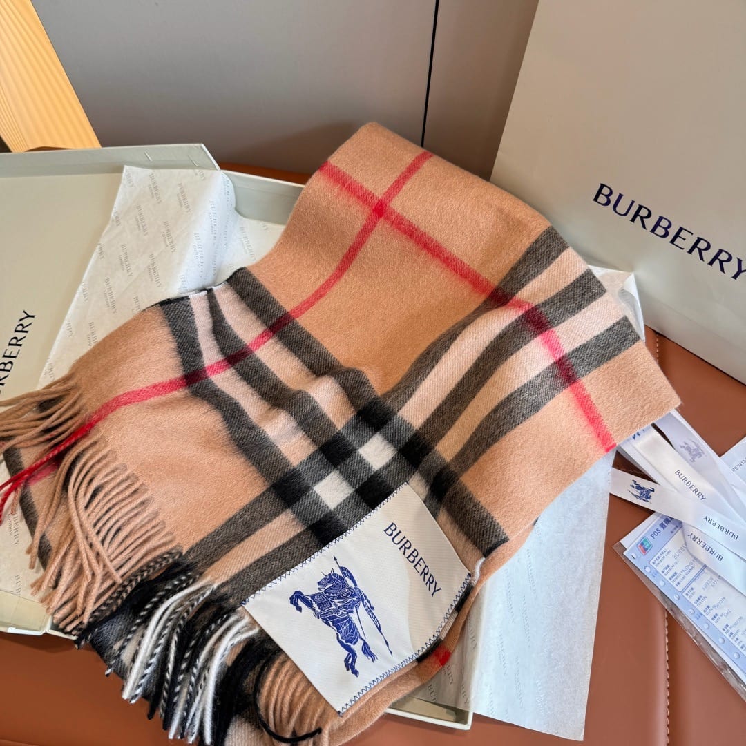 Burberry Equestrian Knight Design Label Cashmere Scarf 2