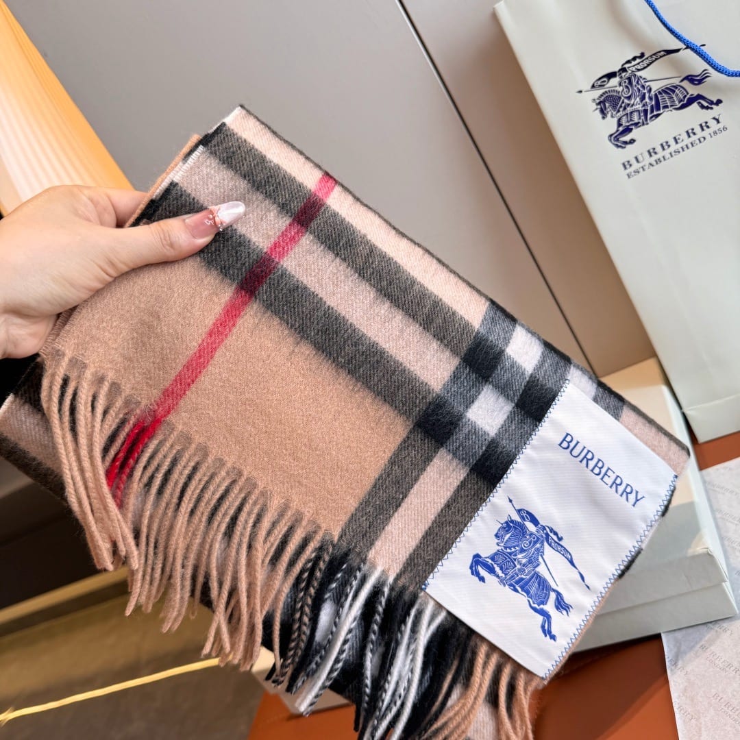 Burberry Equestrian Knight Design Label Cashmere Scarf 3