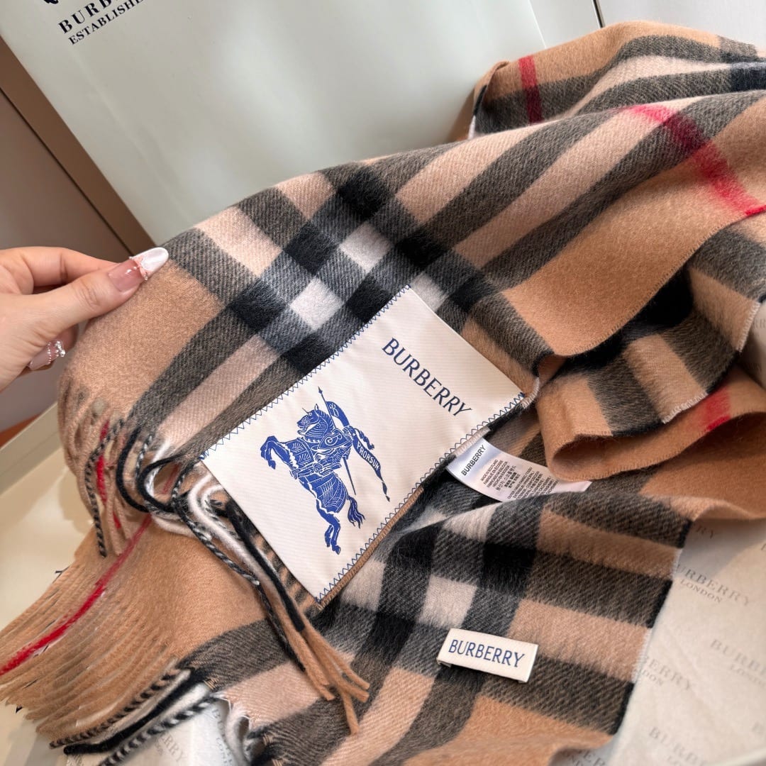 Burberry Equestrian Knight Design Label Cashmere Scarf 4