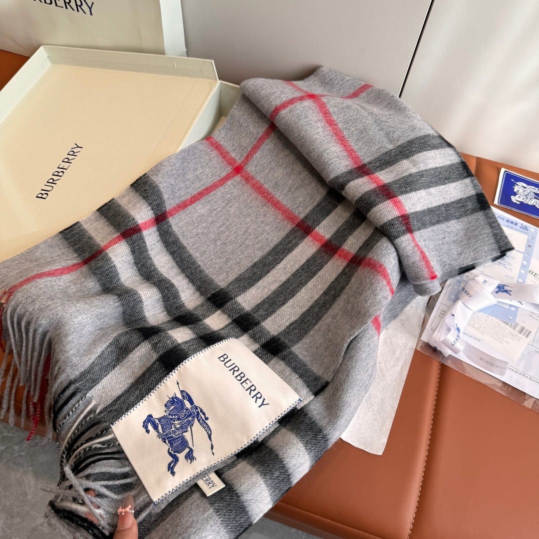 Burberry Equestrian Knight Design Label Cashmere Scarf 6
