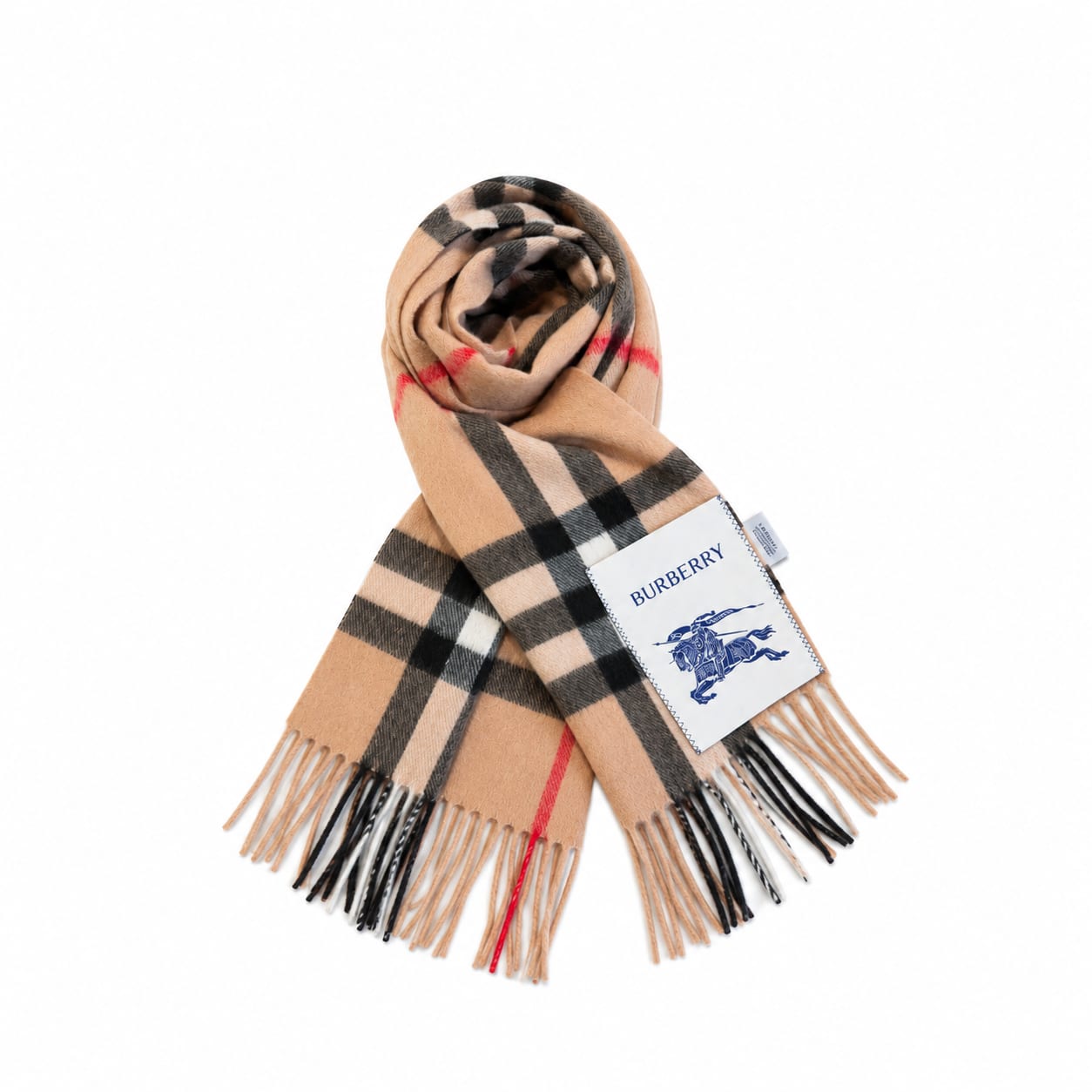 Burberry Equestrian Knight Design Label Cashmere Scarf