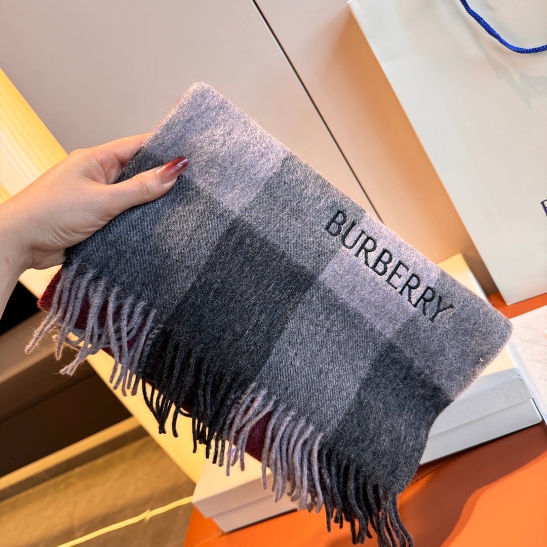 Burberry Ombré Check Cashmere Scarf 11