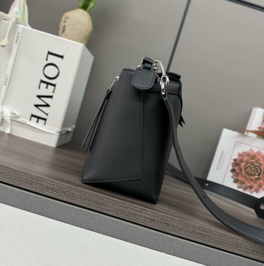Loewe Puzzle Edge Bag in Grained Calfskin Black 2