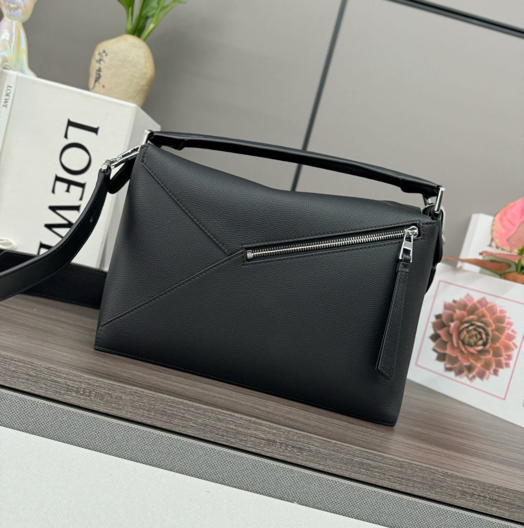 Loewe Puzzle Edge Bag in Grained Calfskin Black 3