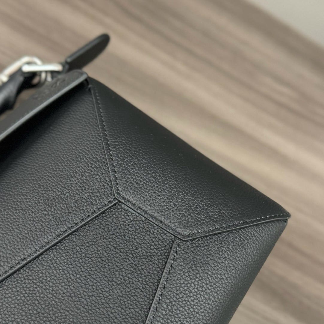 Loewe Puzzle Edge Bag in Grained Calfskin Black 6