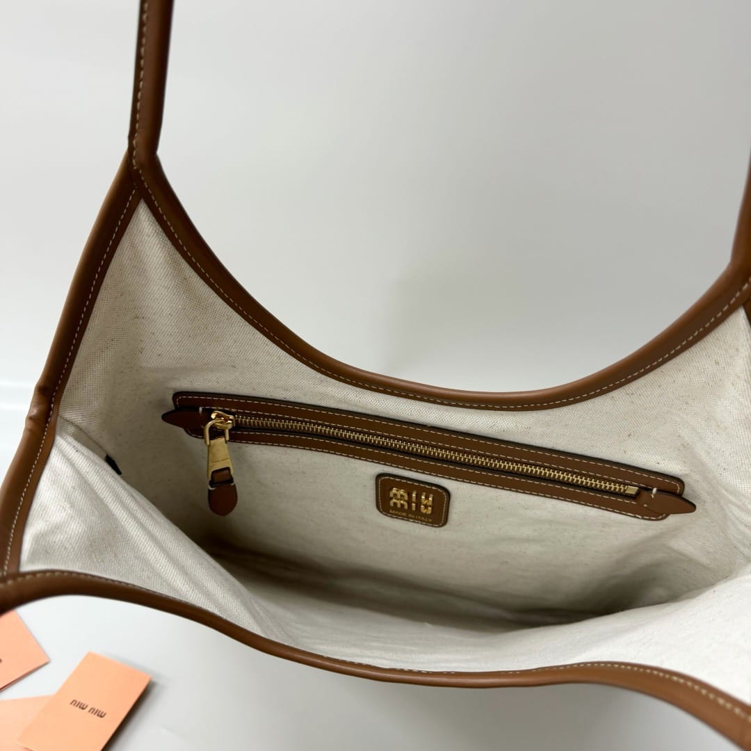  Miu Miu Ivy Woven Fabric Tote Bag -Naturale 5