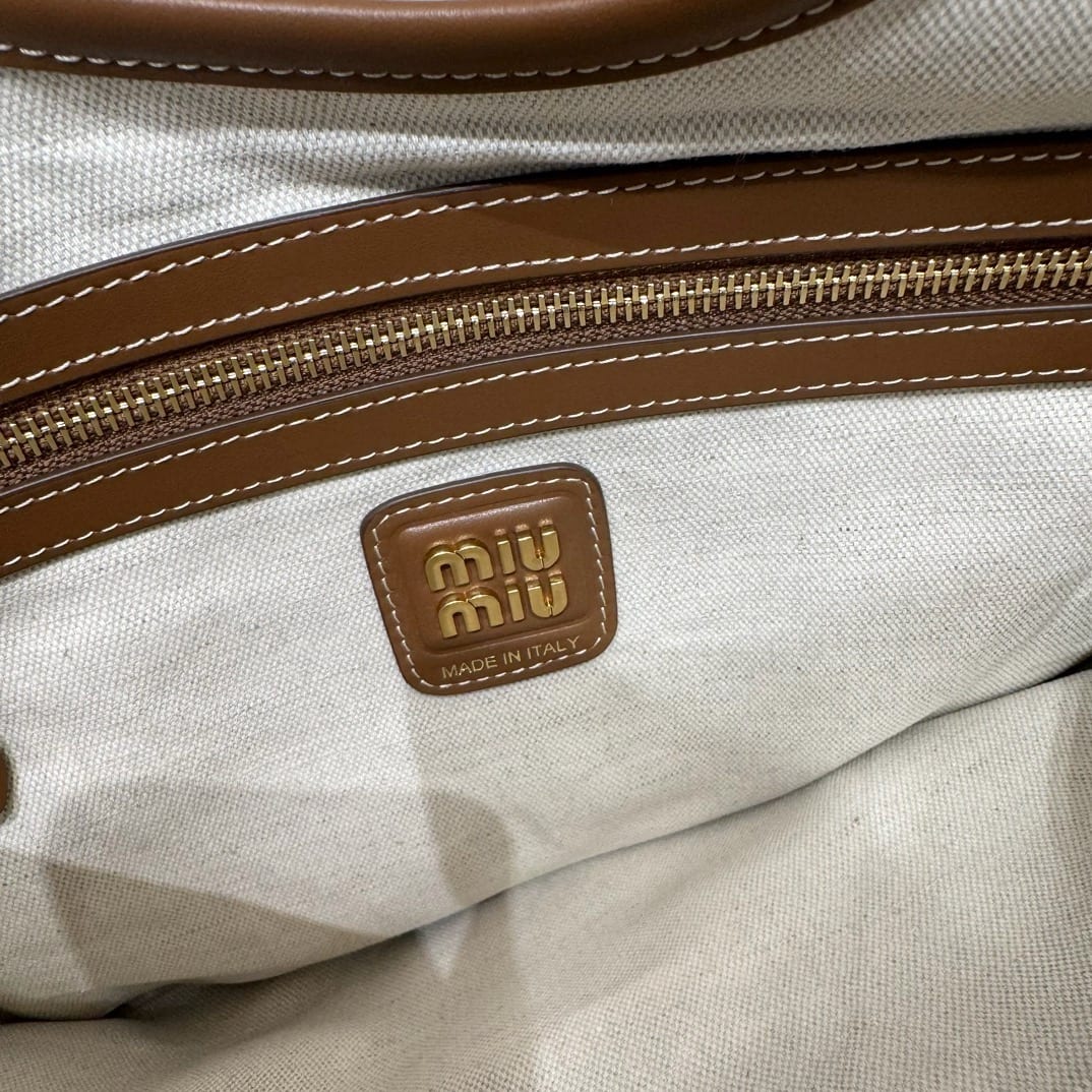 Miu Miu Ivy Linen-blend Tote Bag  4