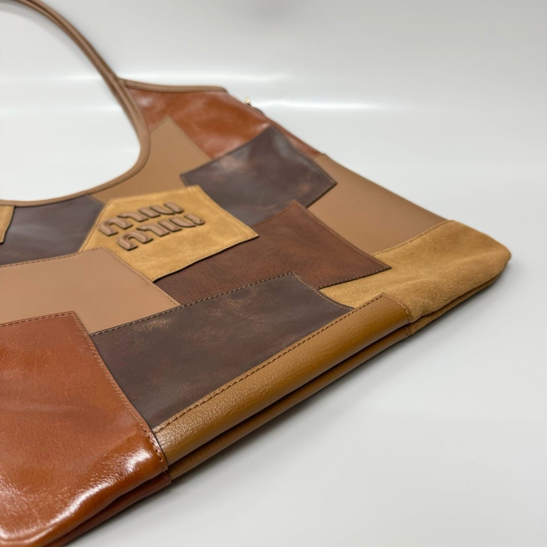  Miu Miu Ivy Patchwork Suede and Leather Tote Bag 4