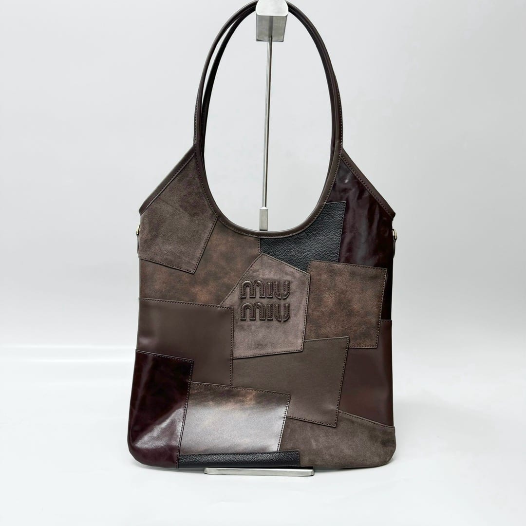 Miu Miu Ivy Patchwork Leather and Suede Tote Bag 