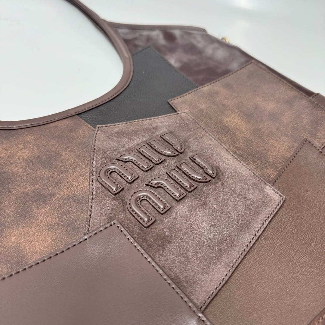 Miu Miu Ivy Patchwork Leather and Suede Tote Bag  2