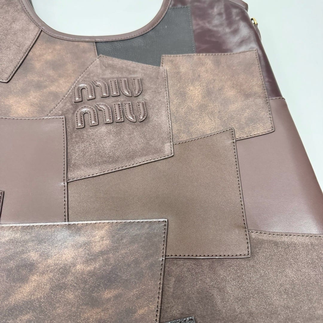 Miu Miu Ivy Patchwork Leather and Suede Tote Bag  3