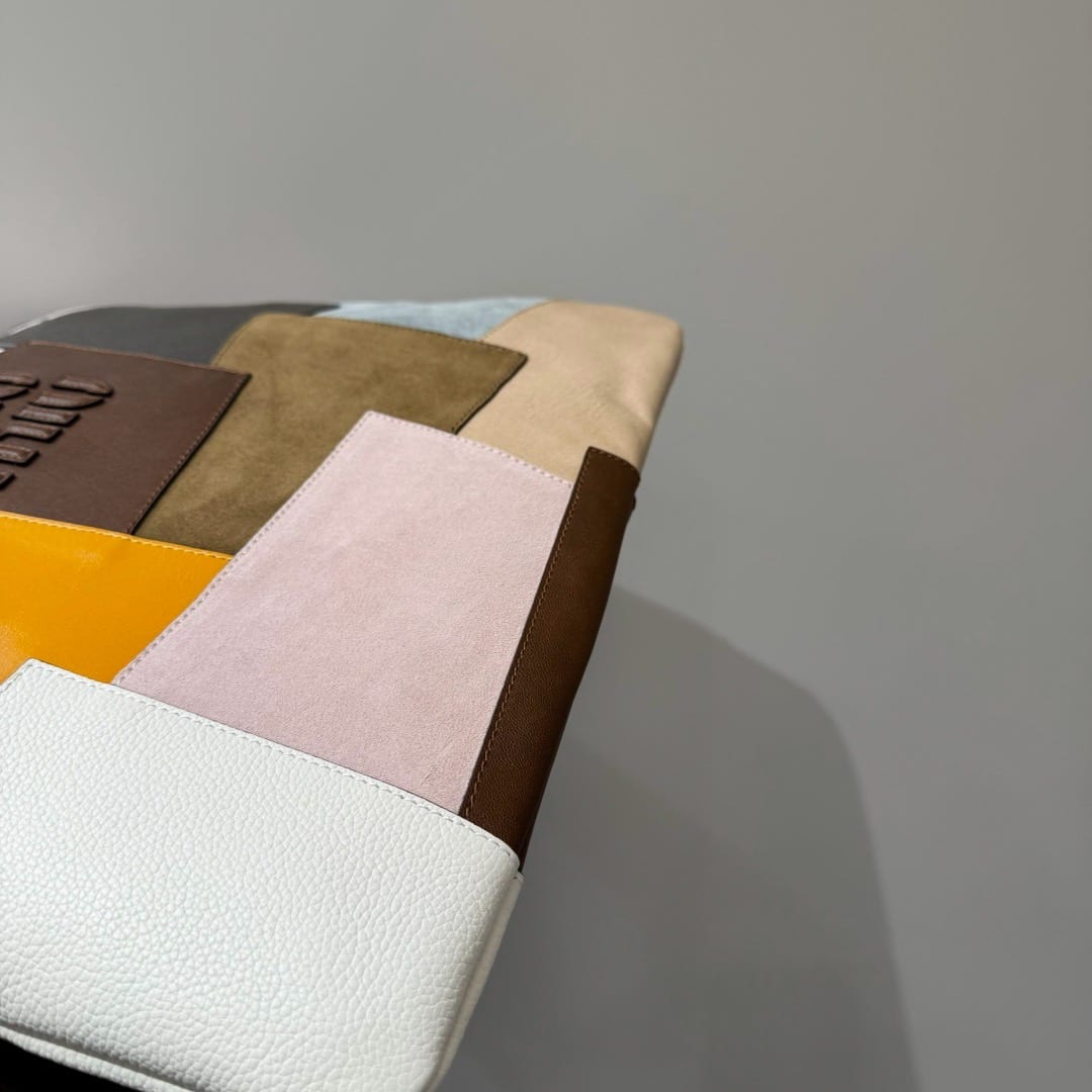 Miu Miu Ivy Patchwork Suede and Leather Tote Bag 7