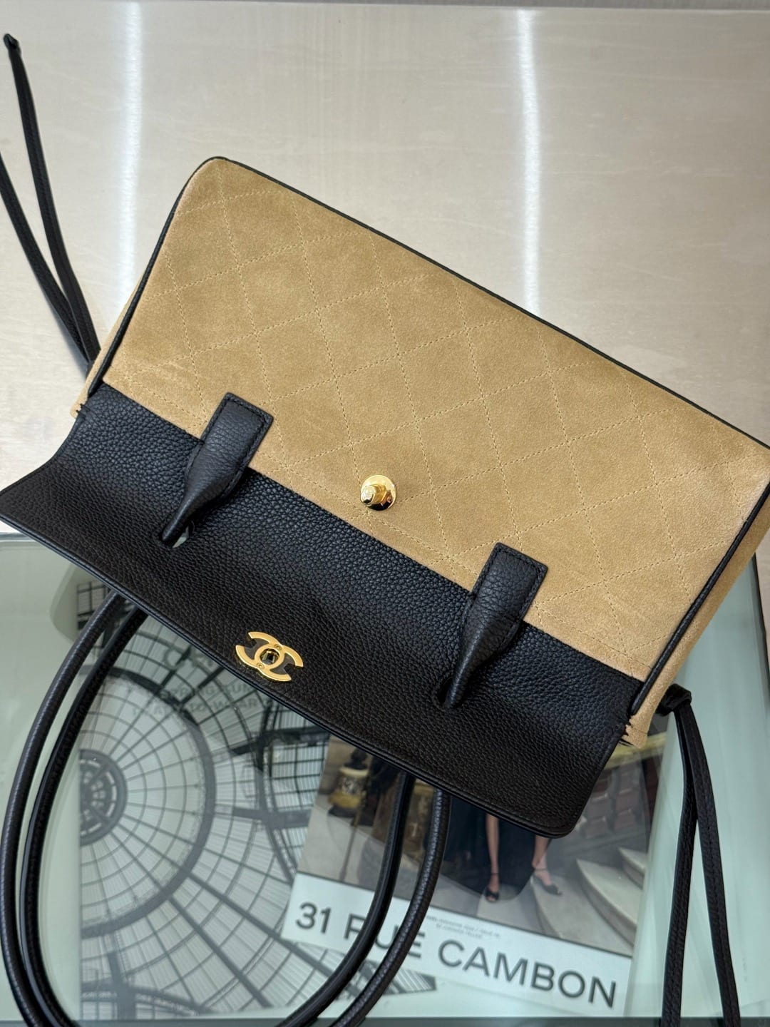 Chanel Suede & Grained Calfskin Shopping Tote 8