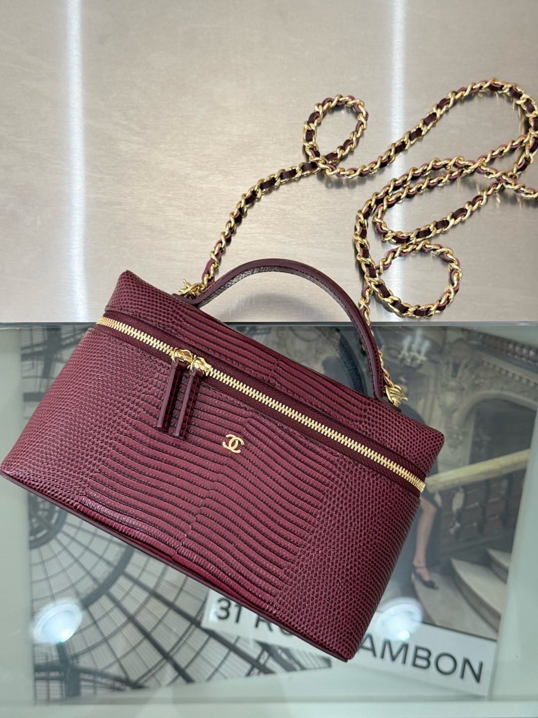Chanel Lizard-Embossed Slim Vanity Case 7