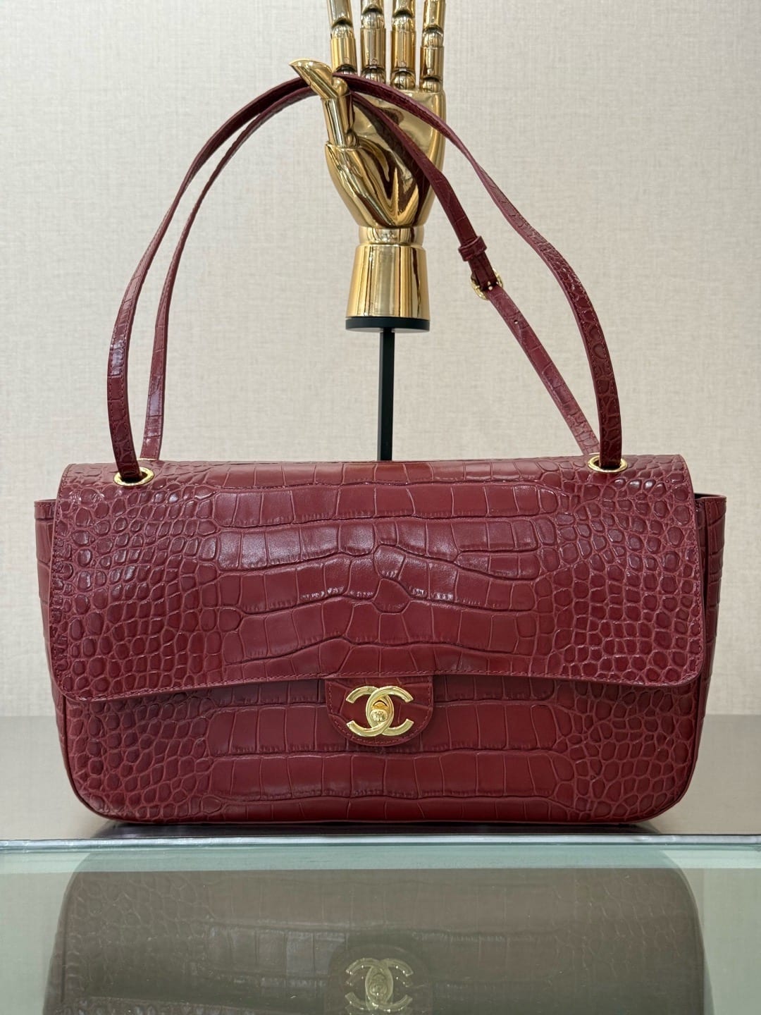 Chanel Croc-Embossed Souplissimo Maxi Flap Bag