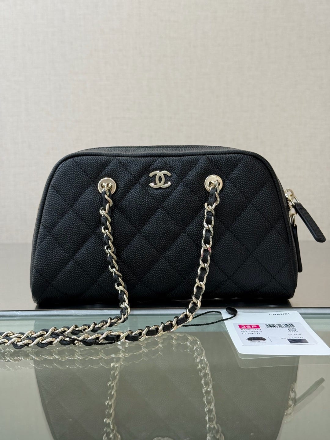 Chanel Grained Calfskin Bowling / Camera Bag