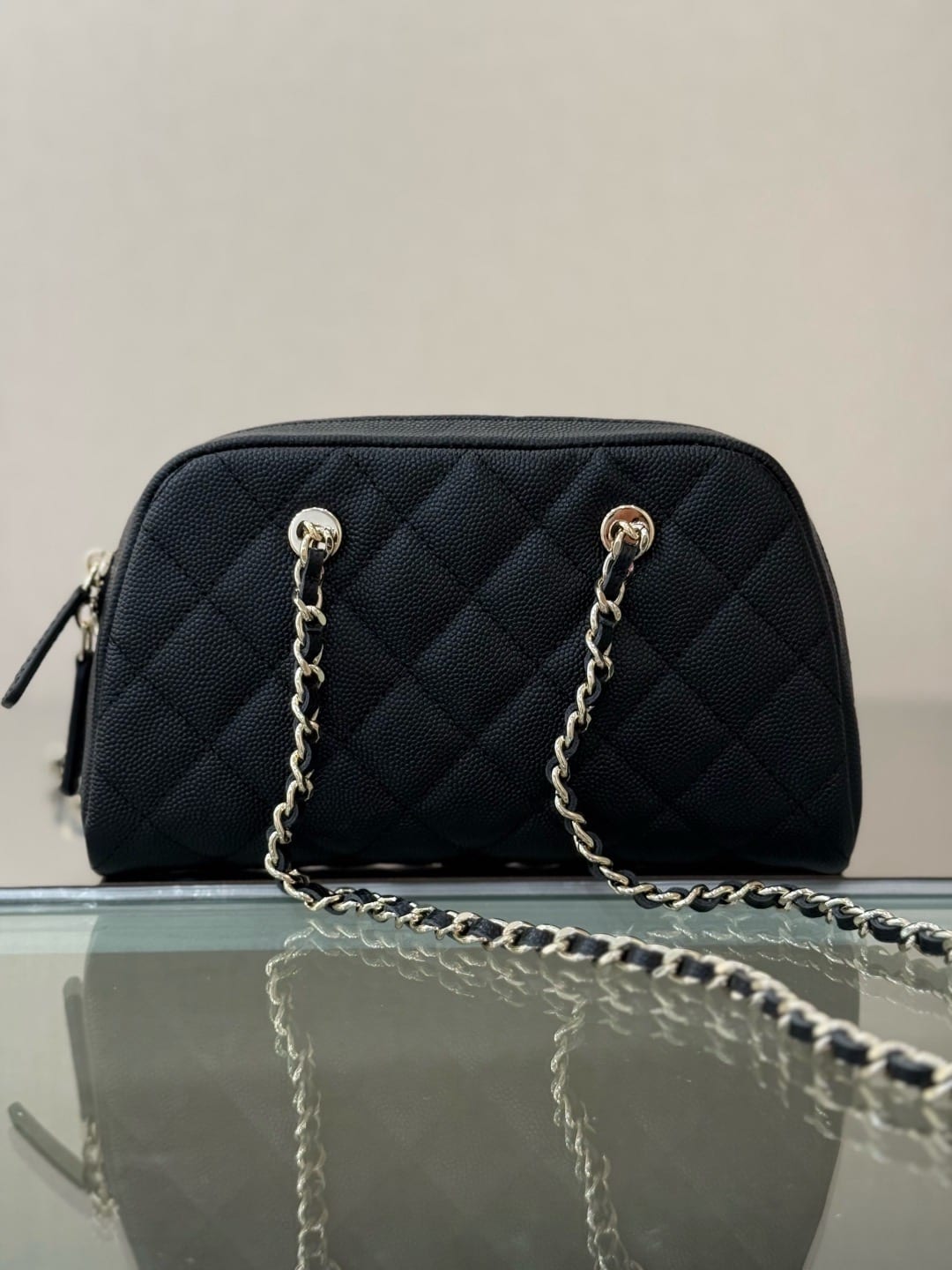 Chanel Grained Calfskin Bowling / Camera Bag 8