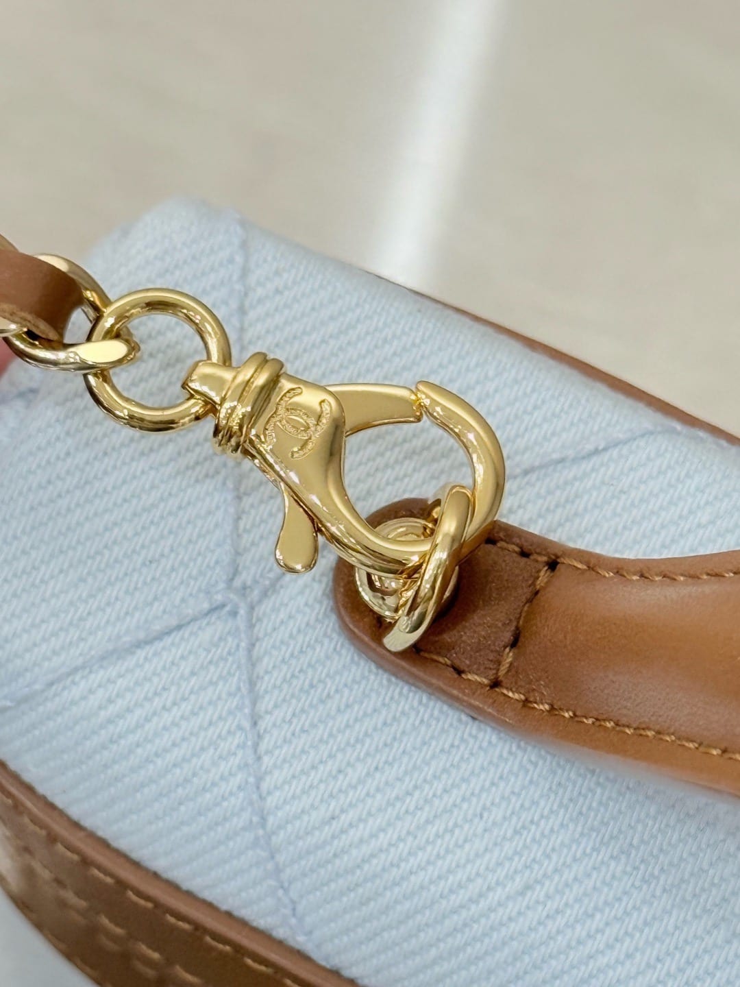 Chanel Denim & Grained Calfskin Top Handle Slim Vanity With Chain 6
