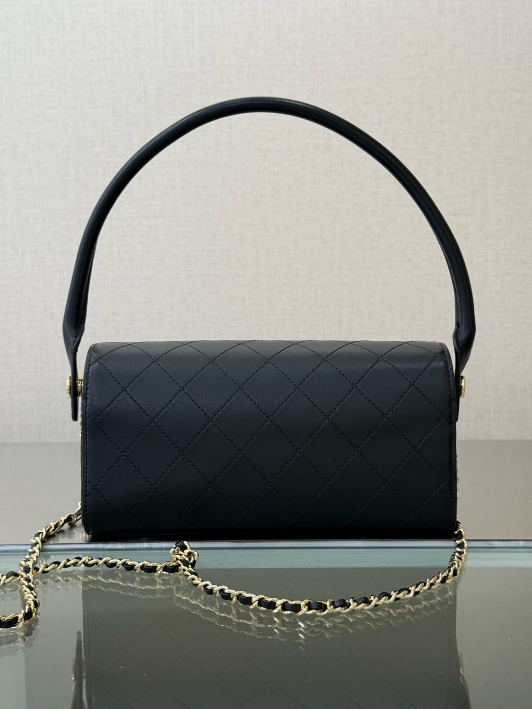 Chanel Lambskin Barrel Clutch with Chain 2