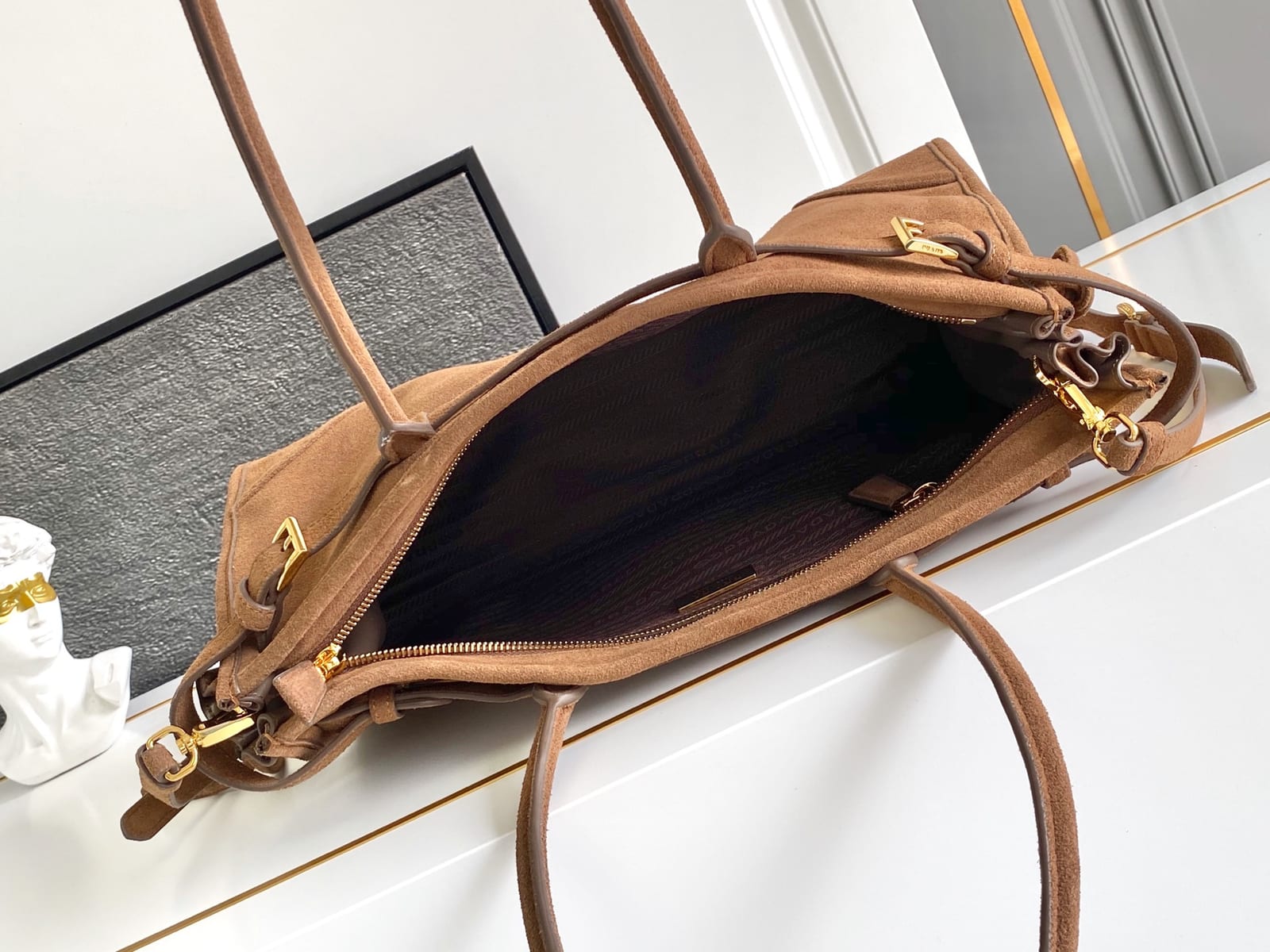  Prada Bonnie Suede Handbag 7