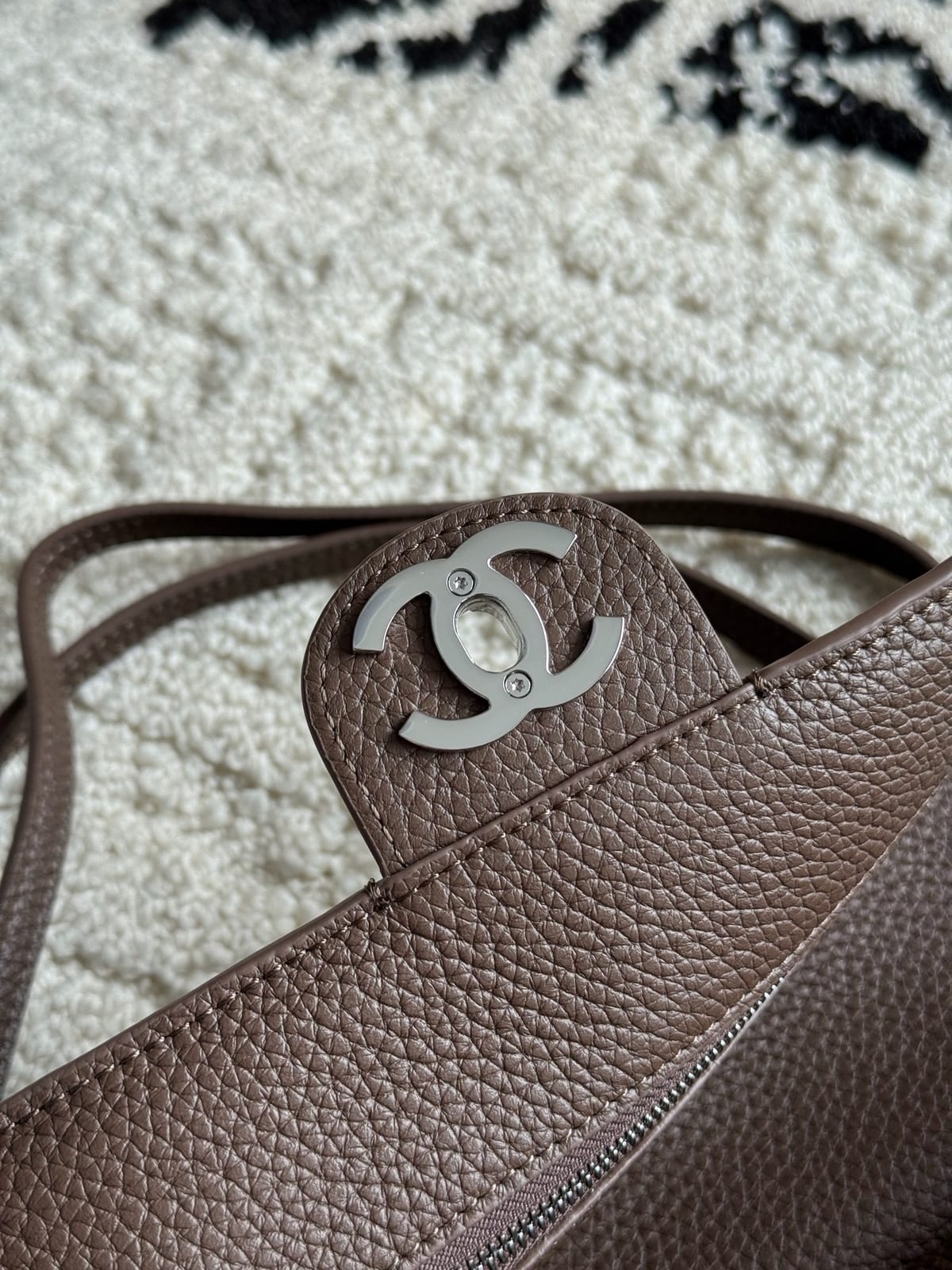 Chanel Light Brown Grained Calfskin Bag 6