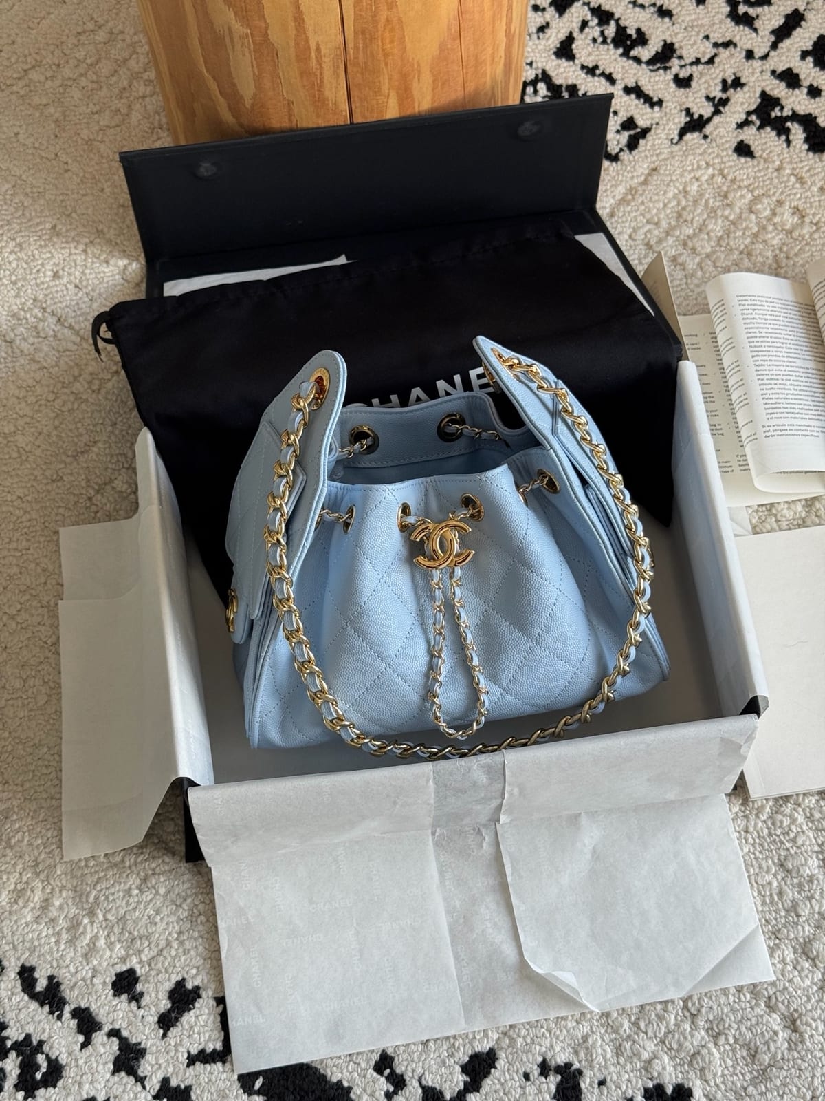 Light Blue Caviar Leather with Gold Hardware