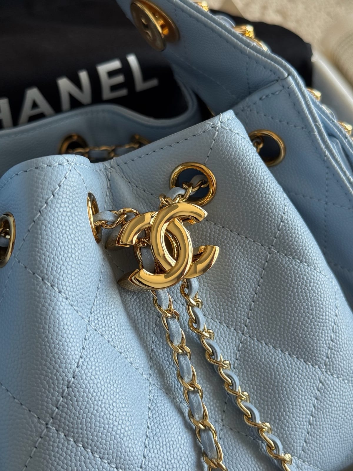 Light Blue Caviar Leather with Gold Hardware 2