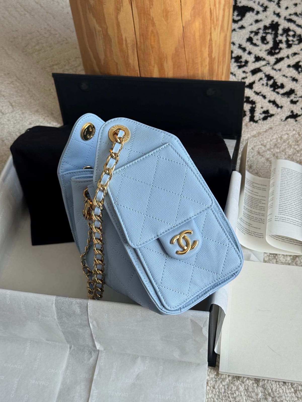 Light Blue Caviar Leather with Gold Hardware 3