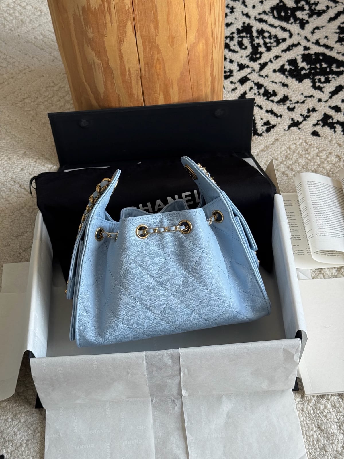 Light Blue Caviar Leather with Gold Hardware 5