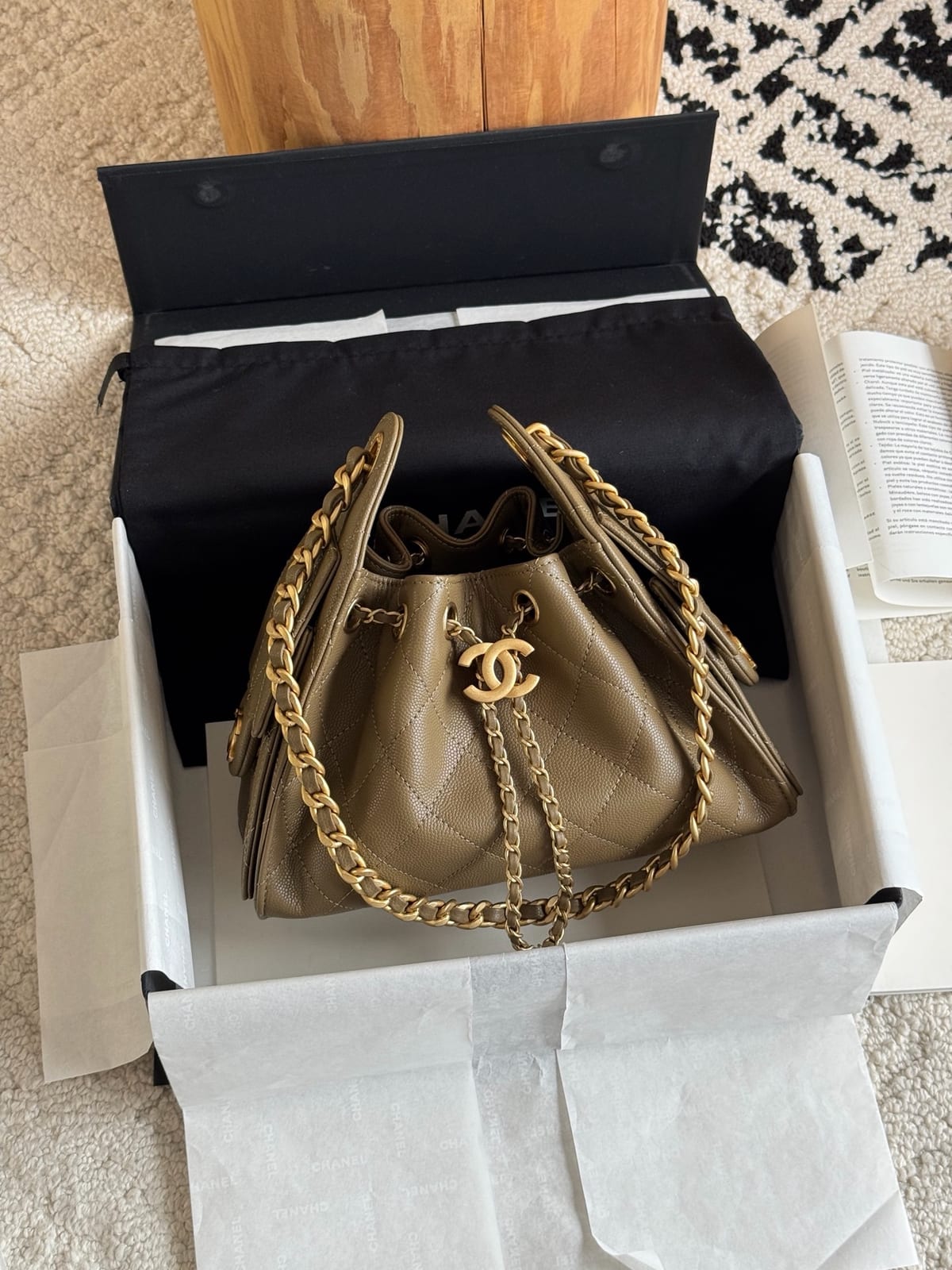 Chanel Mini 25 Hobo Bag Dark Khaki