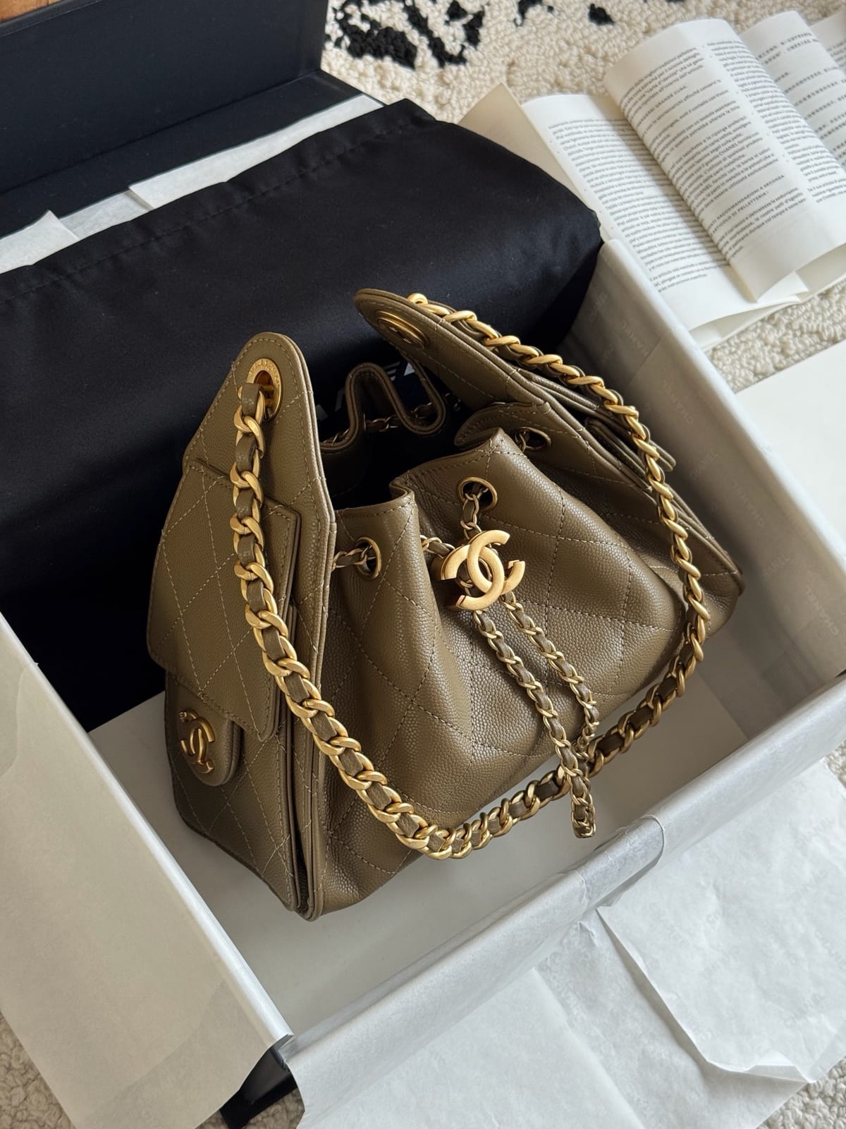 Chanel Mini 25 Hobo Bag Dark Khaki 2