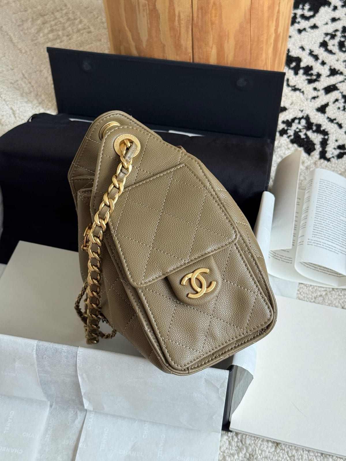 Chanel Mini 25 Hobo Bag Dark Khaki 3
